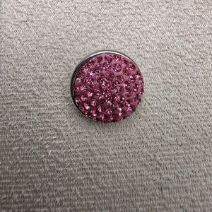 Pink Rhinestone Snap On Button Accent  (1872)